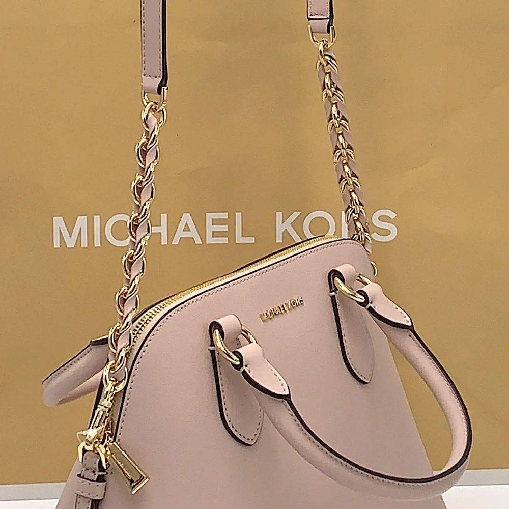 MICHAEL KORS VERONICA MEDIUM DOME Saffiano Leather SATCHEL SOFT PINK COL…